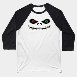 Funny Pumpkin Scary Evil Face Smile Baseball T-Shirt